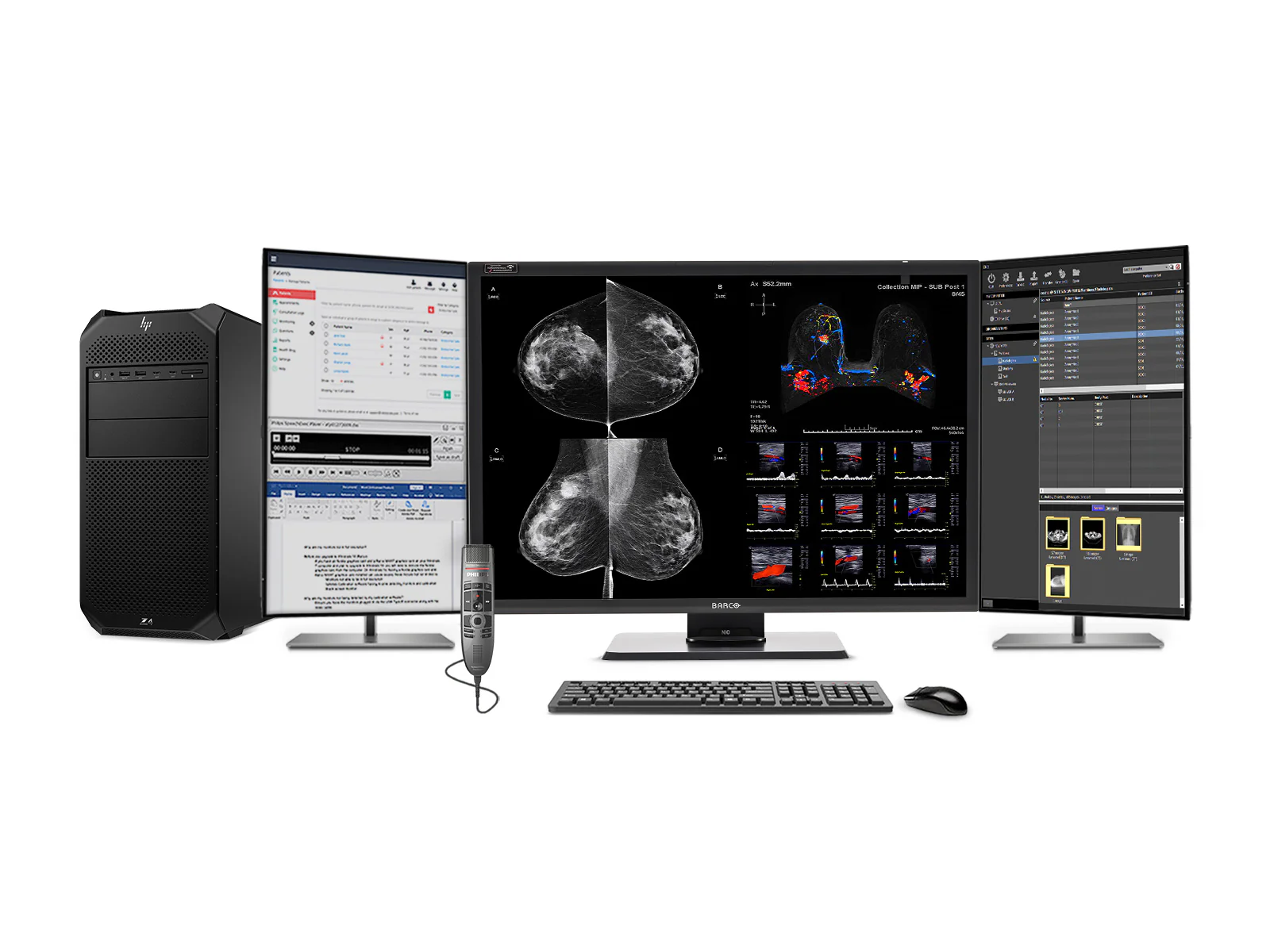 Complete Mammography Reading Station | Barco Nio MDNC-12130 12MP Color | HP Z4 G5 Workstation | Dictation Mic | Worklist Monitors (12130Z4G5)
